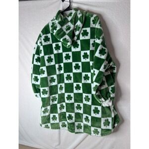 St Patrick's Throwzy Marlo Lorenz Wearable Blanket Hoodie Green Checkered OS